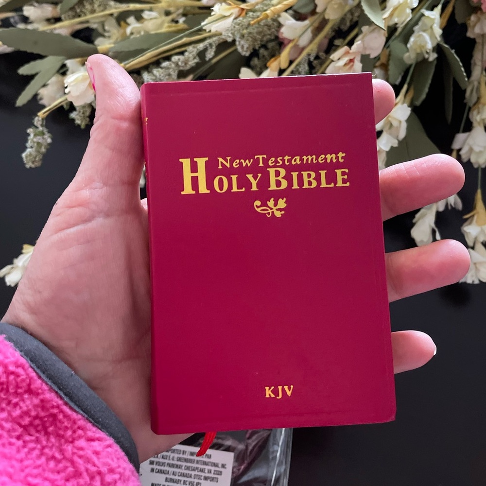 Mini Holy New Testament KJV Pocket Bible new bright red gold trim with leaf - Picture 7 of 7